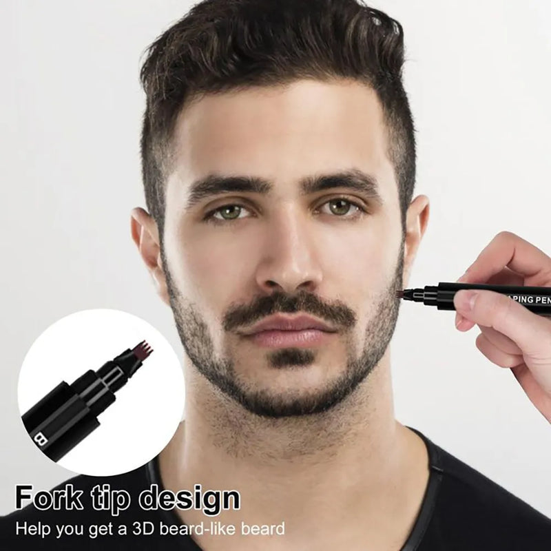 Caneta para preenchimento de barba, à prova d'água, lápis e escova, potencializador de barba, reparação duradoura, bigode, coloração, ferramentas de modelagem, lápis de cabelo.