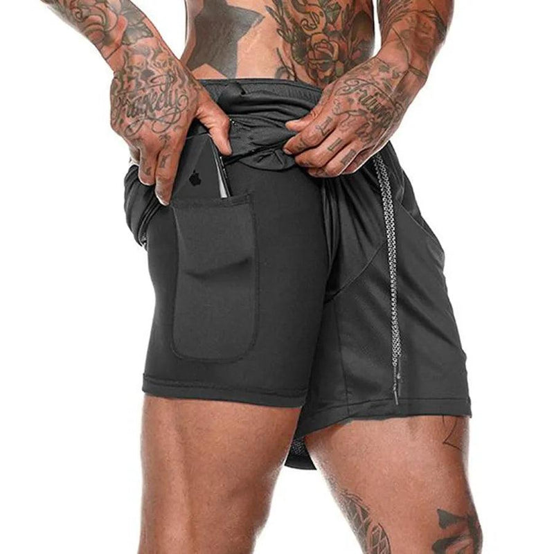 Shorts Homens Ginásio Calções Esportivos 2 Em 1, Short de treinamento de secagem rápida Fitness Jogging Calças Curtas Verão Homens Shorts