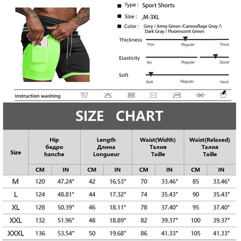 Shorts Homens Ginásio Calções Esportivos 2 Em 1, Short de treinamento de secagem rápida Fitness Jogging Calças Curtas Verão Homens Shorts