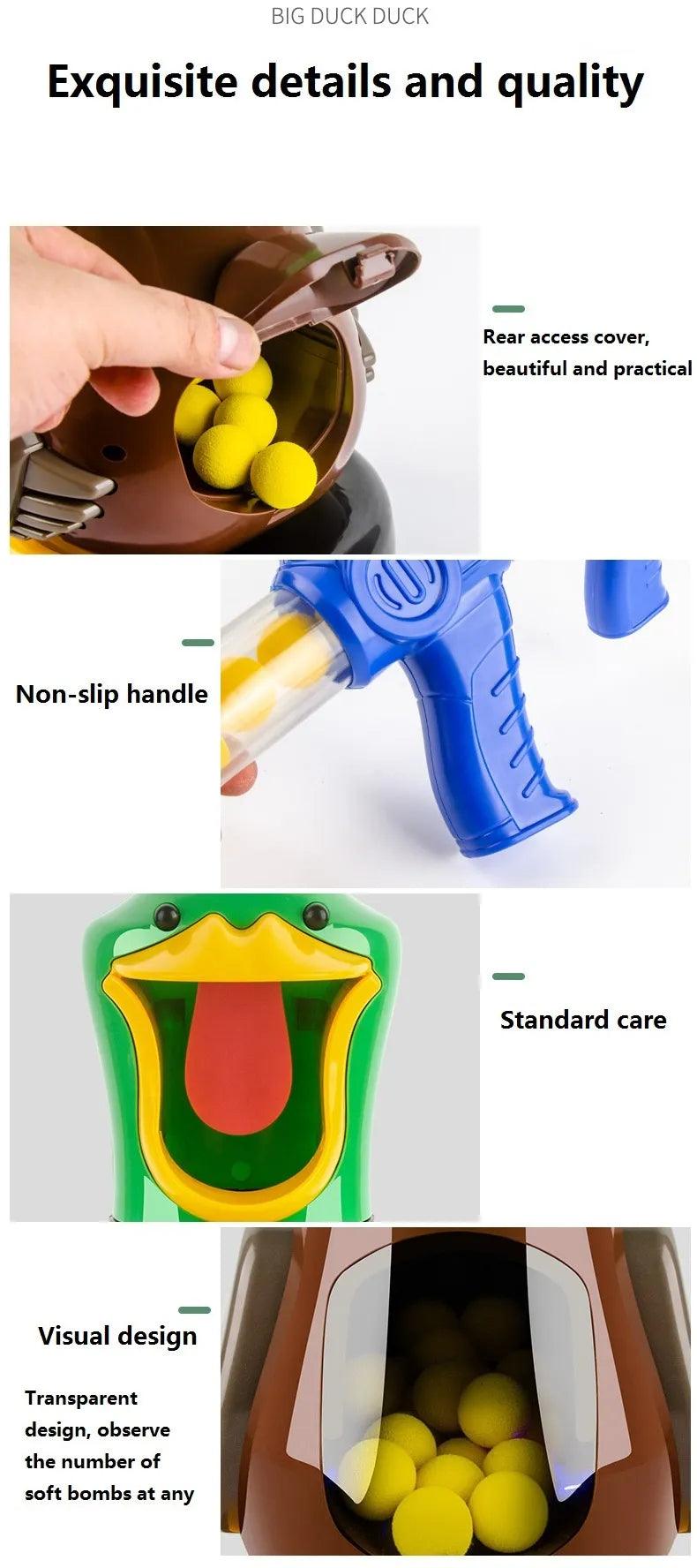 Brinquedos de pato de tiro faminto, arma de ar, bola de bala macia com luz, jogos de batalha de pontuação eletrônica, brinquedo engraçado para crianças