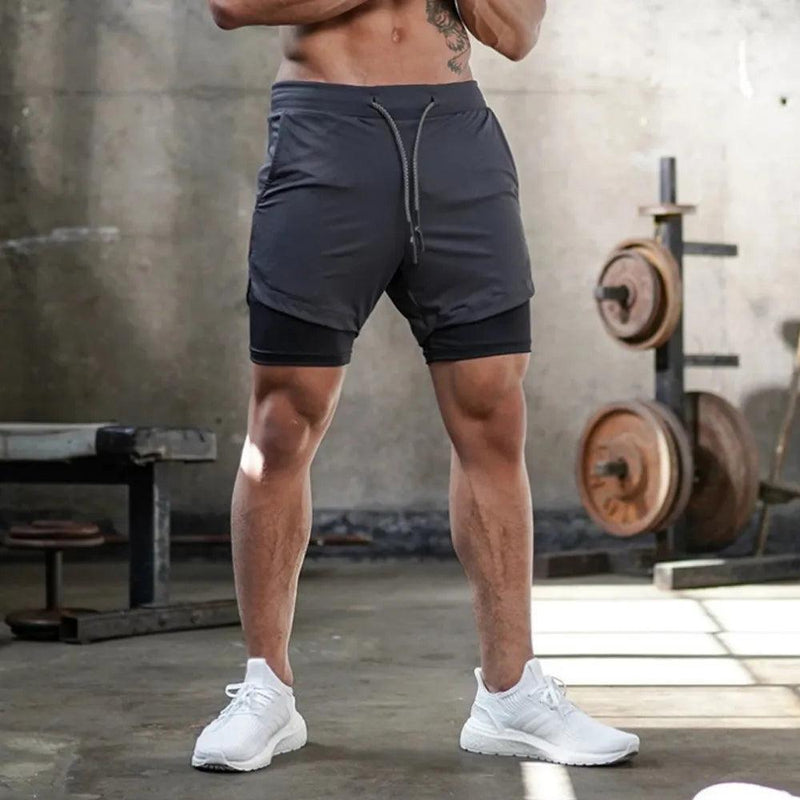 Shorts Homens Ginásio Calções Esportivos 2 Em 1, Short de treinamento de secagem rápida Fitness Jogging Calças Curtas Verão Homens Shorts